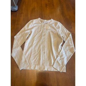 L.K. Bennett London Rozalie Cardigan M Beige 100% Wool Lace Back Button Front